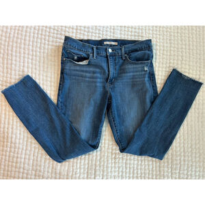 Levi's Women's Blue Shaping 311 Skinny Jeans Women's 32 Distressed Frayed